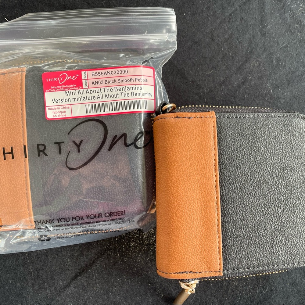 Thirty-One Black and Brown Mini Wallet